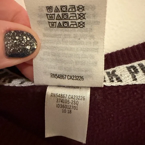 PINK Victoria's Secret Maroon Collegiate Style Log Sweatshirt - Picture 6 of 7